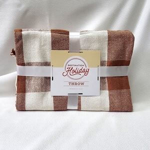 Fall Holiday Table Throw with Fringe